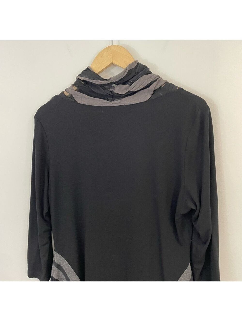 Paolo Tricot Lagenlook Tunic Top Dress Womens M Black Cowl Neck Artsy Slouchy - Picture 8 of 10
